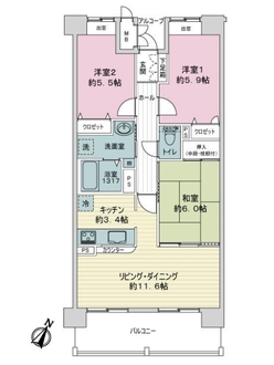 マリナージュ芦屋の間取図