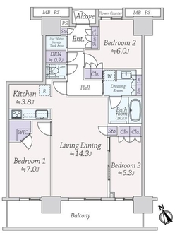 プラウドタワー東雲キャナルコートの間取図