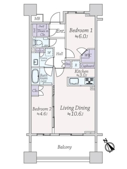 クレヴィアタワー目黒不動前の間取図