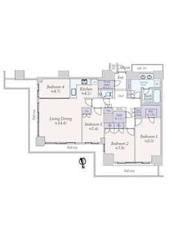 Ｗ　Ｃｏｍｆｏｒｔ　Ｔｏｗｅｒｓ　ＷＥＳＴの間取図