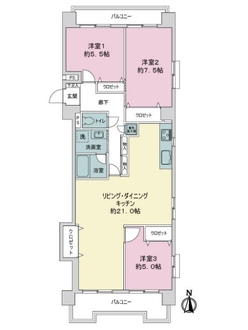三井西新ハイツの間取図