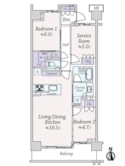 パークホームズ等々力八丁目の間取図