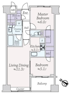 ＴＨＥパームス月島ルナガーデンの間取図