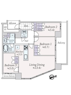 レジデンスタワー上本町の間取図