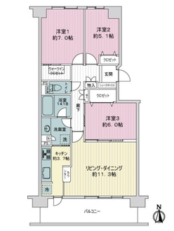 メイフェアパークス溝の口Ａ棟の間取図