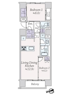 リビオレゾン内神田の間取図