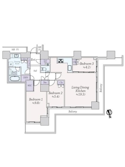 Ｗ　Ｃｏｍｆｏｒｔ　Ｔｏｗｅｒｓ　ＥＡＳＴの間取図