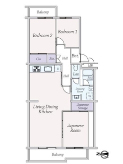 西国分寺史跡通り２号棟の間取図