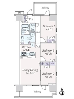 クレヴィア辰巳の間取図