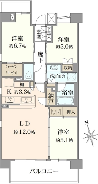 パークホームズ船橋塚田の間取図
