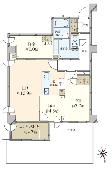 プラウド白金長者丸の間取図