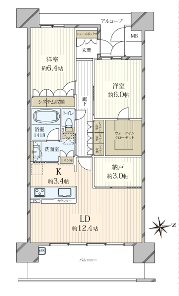 阿波座ライズタワーズ　マーク20の間取図