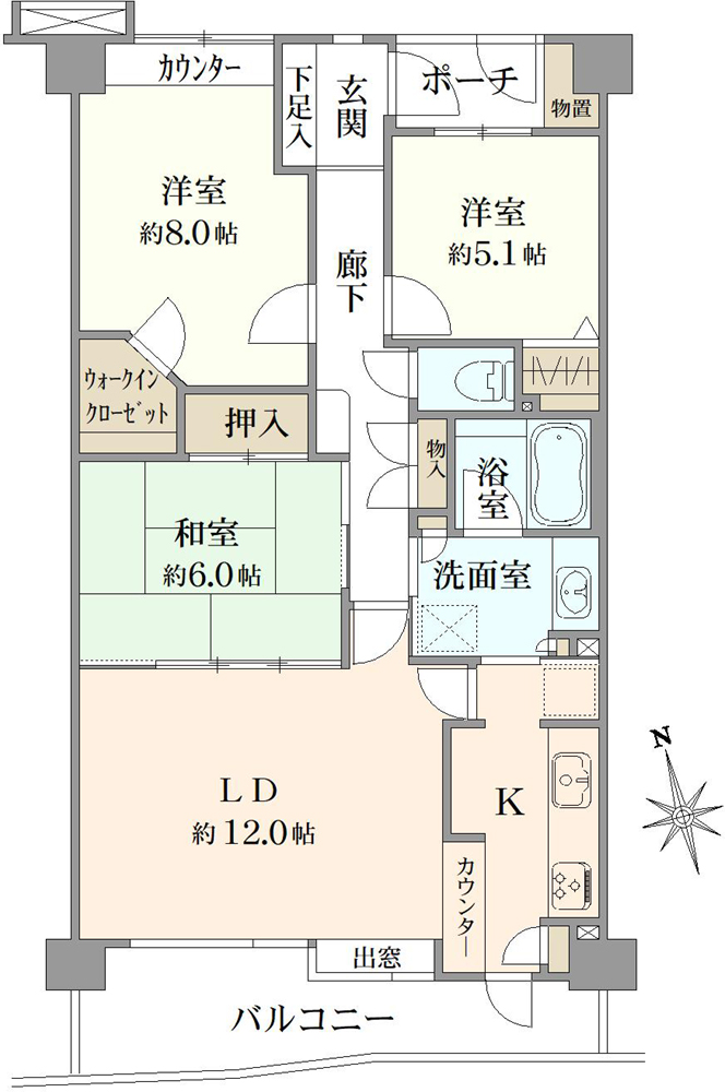 オーベルグランディオ八千代中央壱番館の間取図
