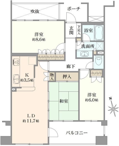 デュオ・フィールズ　フォンテ・コートの間取図