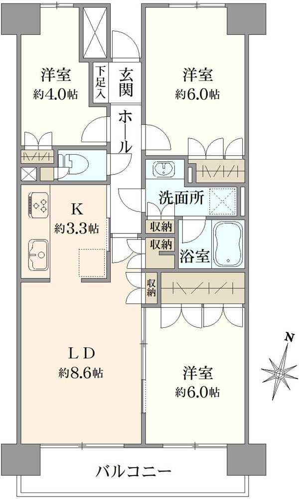 浦和南パーク・ホームズ弐番館の間取図