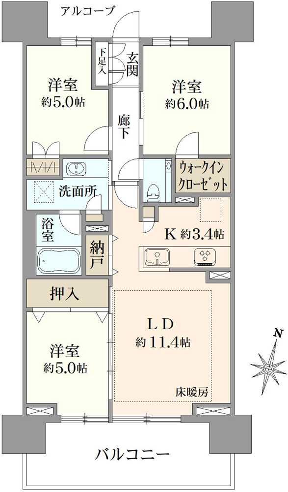 プラウド浦和常盤サンクアージュの間取図