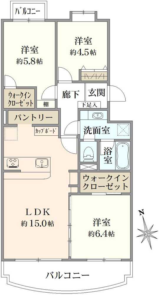サンライトパストラル参番街B棟の間取図