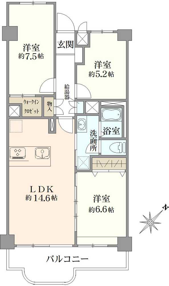 コープ野村夏見5号棟の間取図