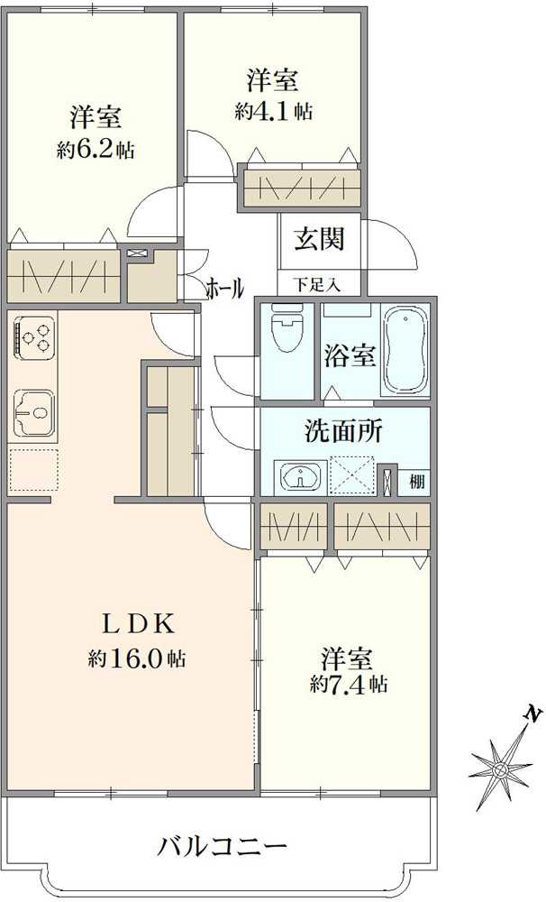習志野七ツ台住宅4号棟の間取図