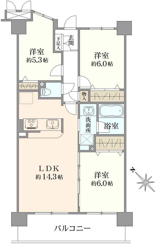 アクアフォレスタ・ルネ稲毛フォレスタ棟の間取図
