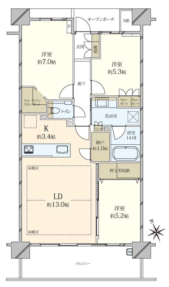 プラウドシティ加賀学園通りの間取図