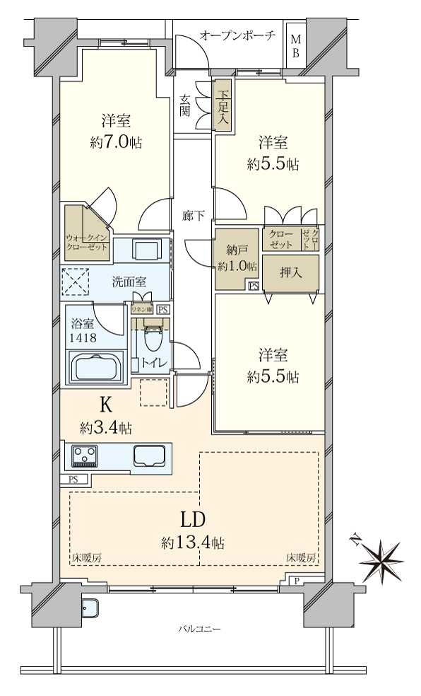 プラウドシティ加賀学園通りの間取図