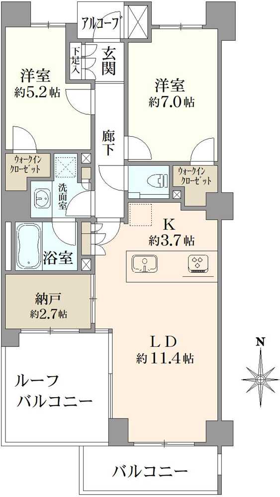 アトラス調布杜の棟の間取図