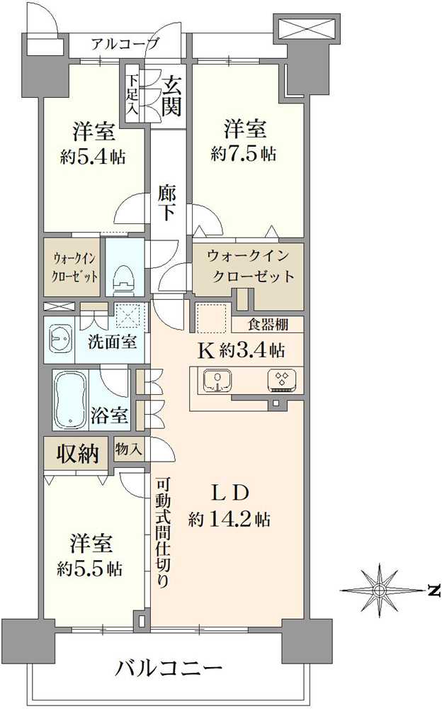 プラウドシティ南山B棟の間取図