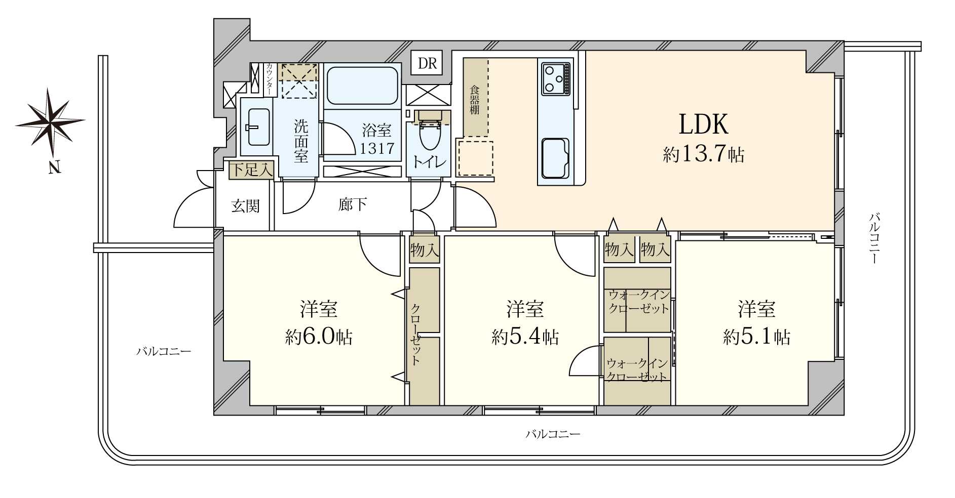 玉川スカイハイツの間取図