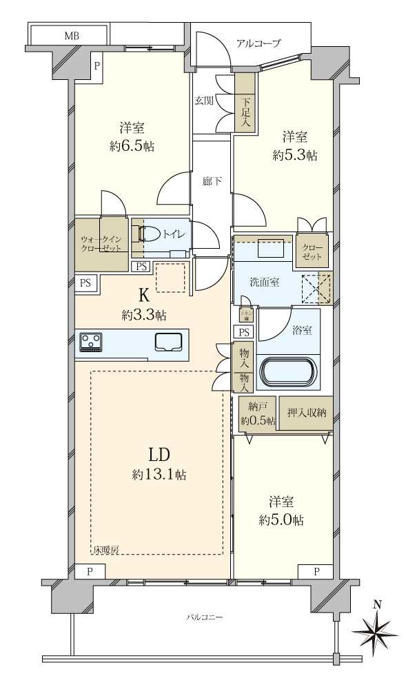 プラウド弦巻三丁目の間取図