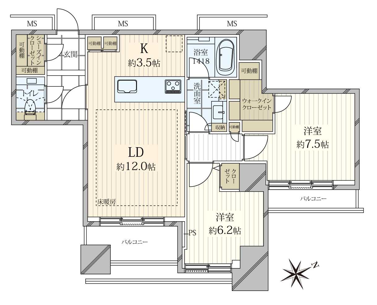 プラウドタワー二子玉川の間取図