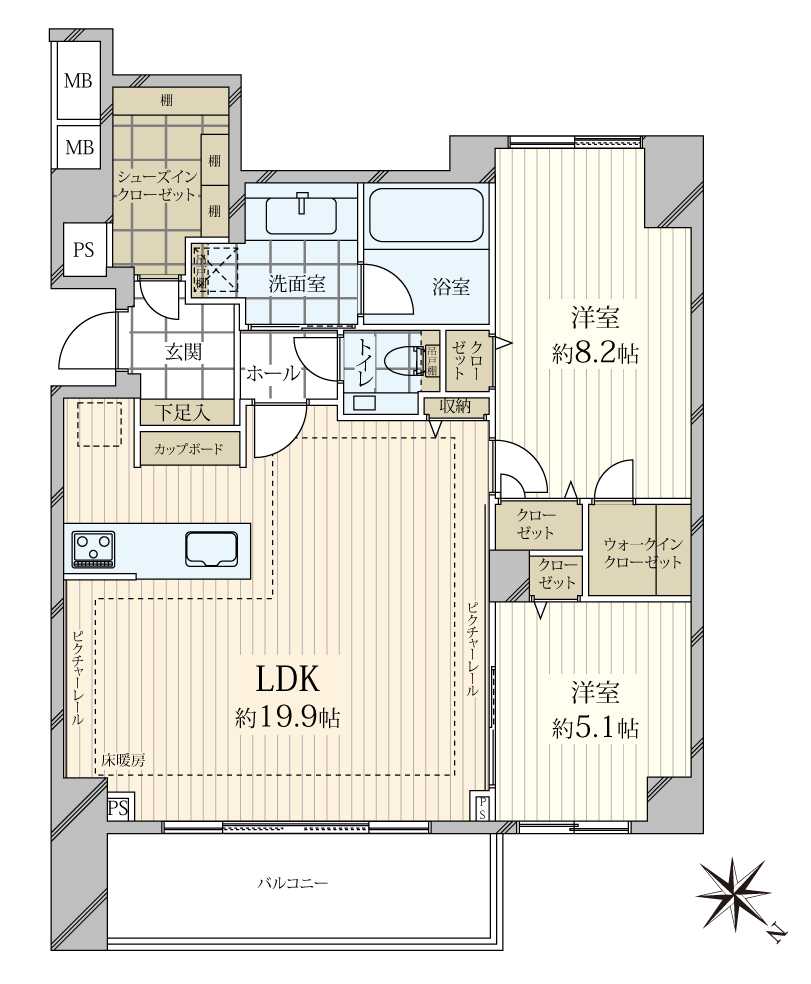 南平台ハウスの間取図