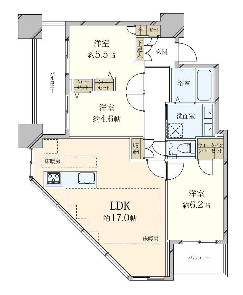 プラウドタワー千代田富士見の間取図