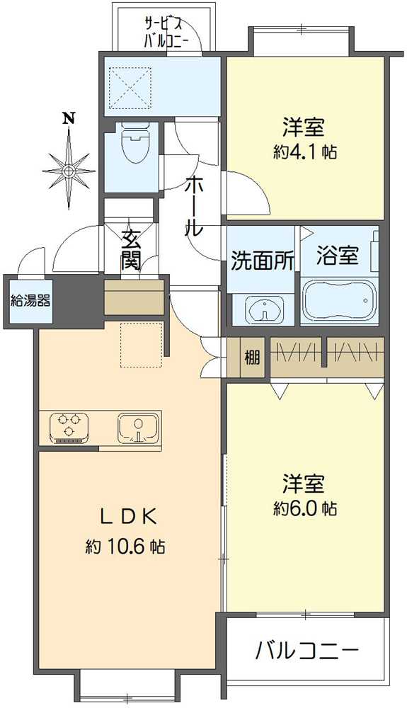 深江橋コーポF棟の間取図