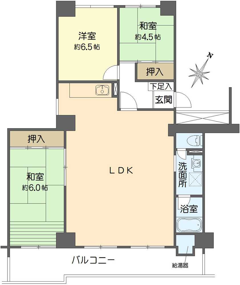 佃第2コーポ四号棟の間取図