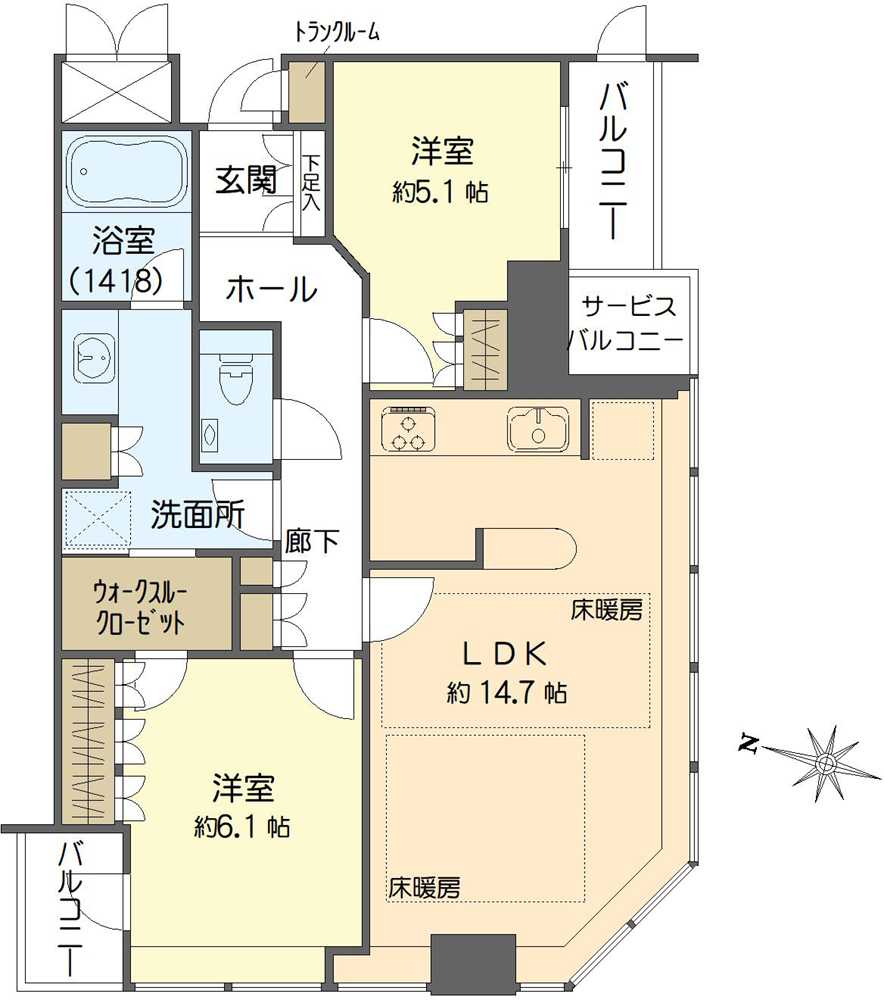 ディーグラフォート大阪N.Y.タワーHIGOBASHIの間取図