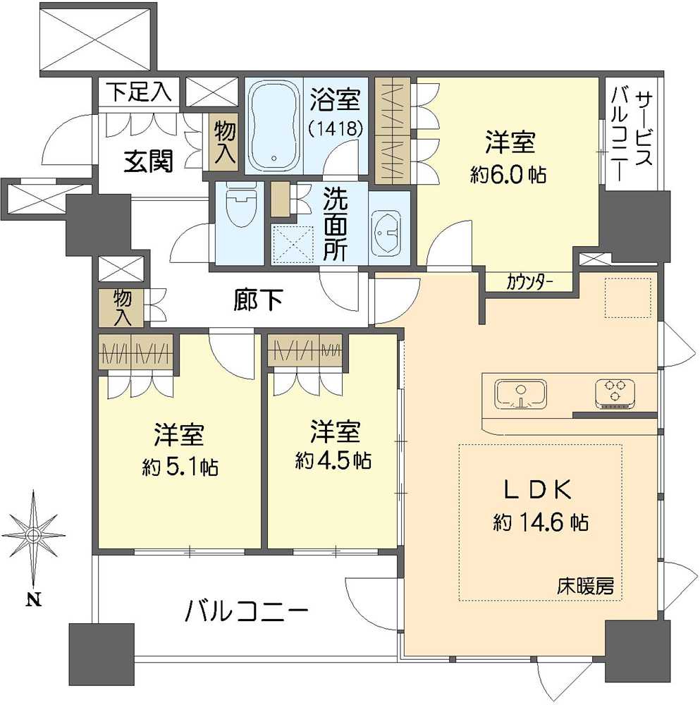 プレサンスレジェンド堺筋本町タワーの間取図