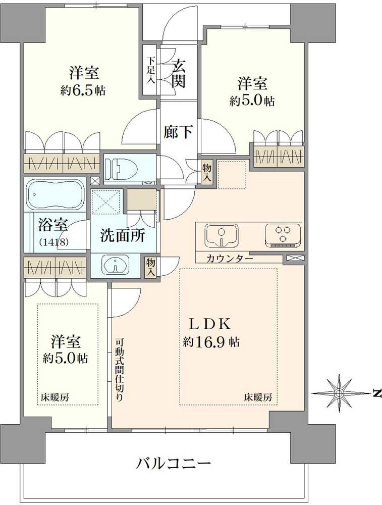 リバーガーデン四天王寺の間取図