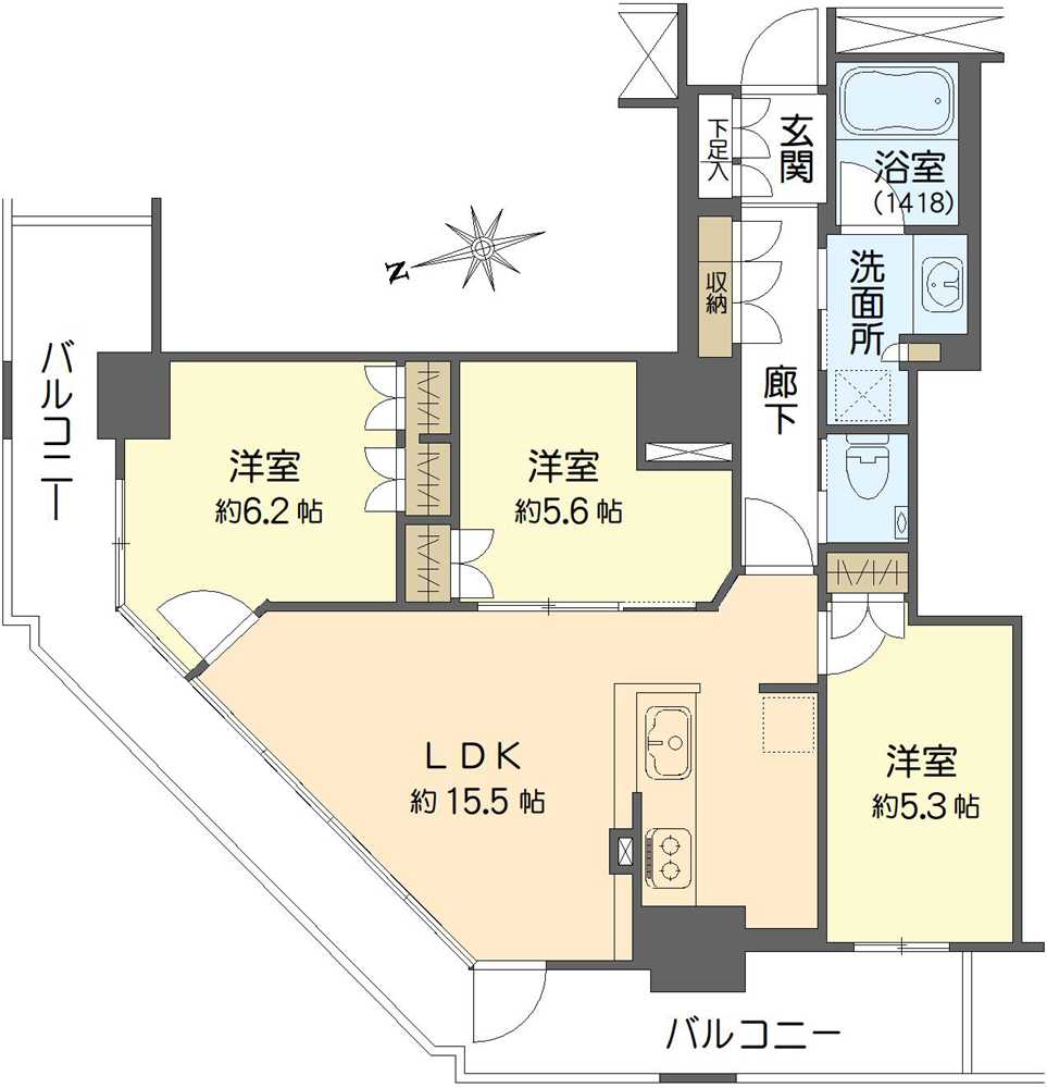 阿波座ライズタワーズフラッグ46の間取図