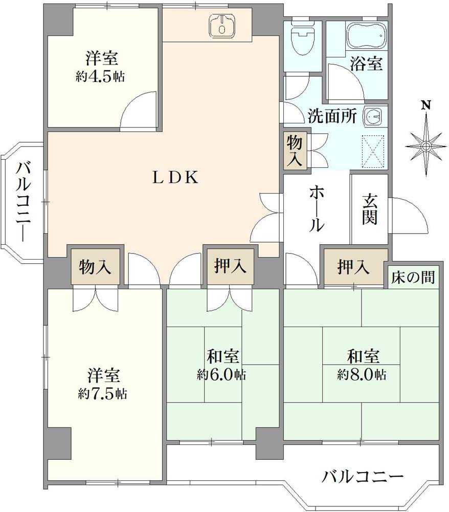 中山五月台住宅25号棟の間取図