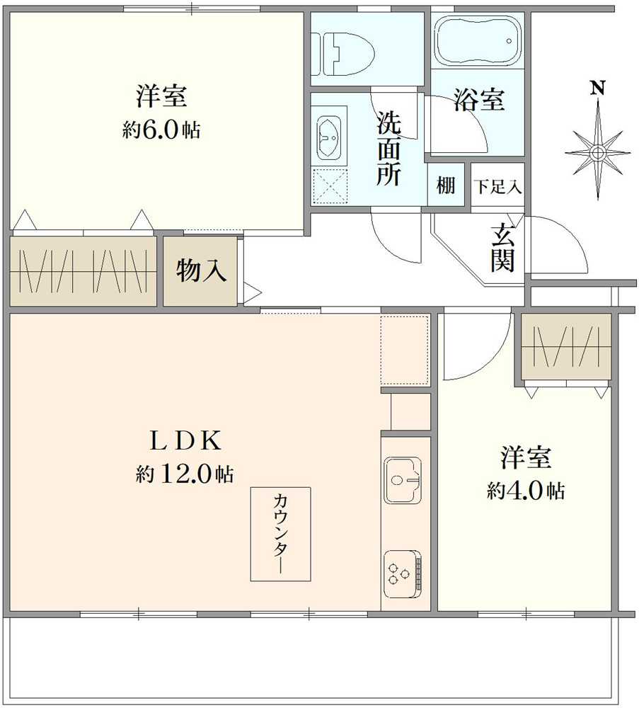 港南台めじろ団地48号棟の間取図