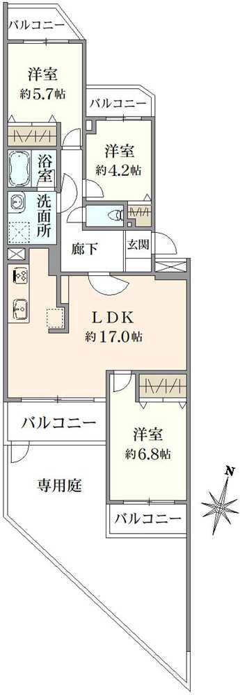 グラン・ドムール横浜六ツ川の間取図