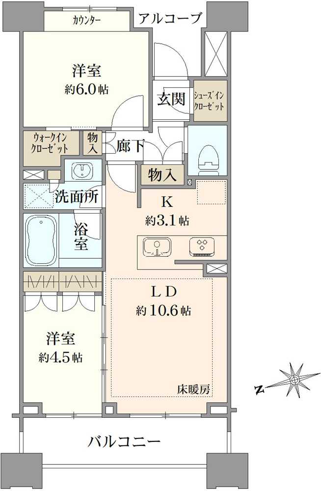 オーベル明石町レジデンスの間取図