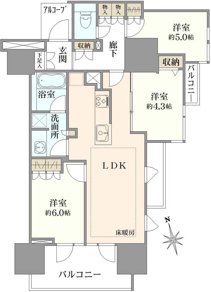 プラウド新宿牛込柳町の間取図