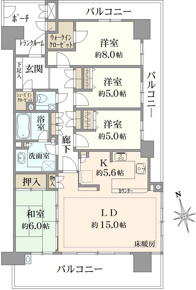 オアセス市川の間取図