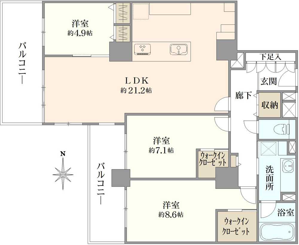 シテヌーブ北千住30A棟の間取図