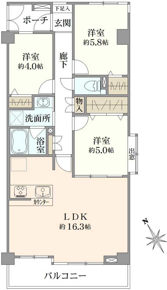 グラン・ドムール五反野の間取図