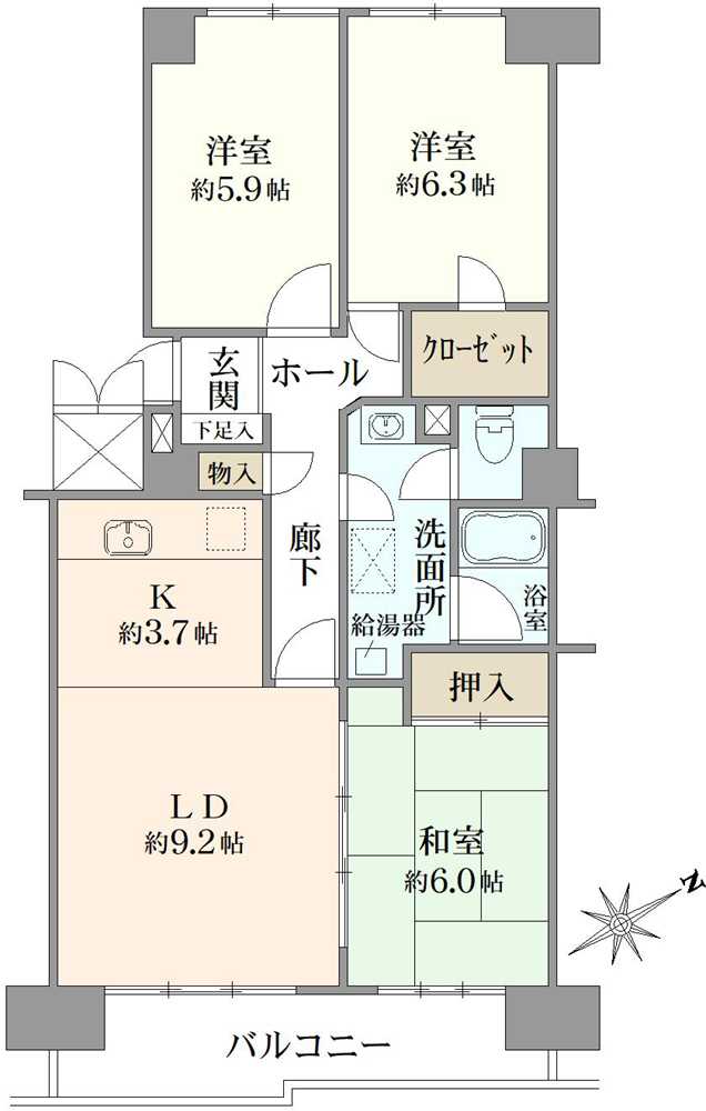 シティコープ清新15号棟の間取図