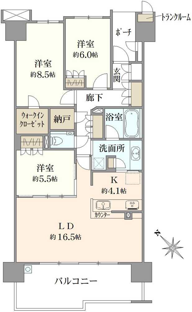 プラウド新浦安パームコートA棟の間取図