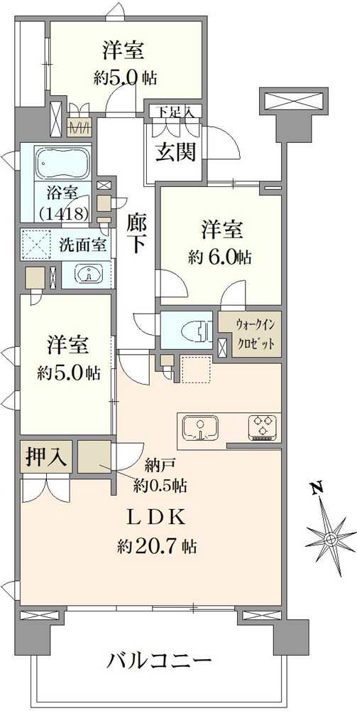 プラウド別所沼公園トレサージュの間取図